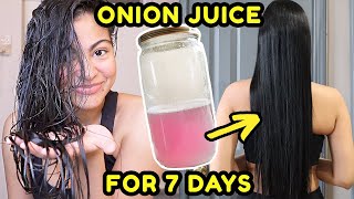 I tried ONION JUICE on my hair FOR 7 DAYS amp THIS HAPPENED before amp after results [upl. by Bonner]