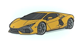 How to draw a LAMBORGHINI REVUELTO drawing Lambo 2024 [upl. by Lerrej]