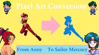 🎨 Sailor Mercury Jump Weak Kick Pixel Art Conversion Time Lapse From Matrimelee To Arcade Style🎨 [upl. by Ayotaj]