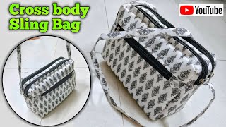 DIY Sling Bag Making at home  How to make crossbody bag bag cutting amp stitchingside bagpurseBag [upl. by Tillio201]