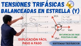 FUENTES TRIFASICAS BALANCEADAS en ESTRELLA 💥 SECUENCIA de FASES POSITIVA y NEGATIVA Paso a PASO [upl. by Ajssatan591]