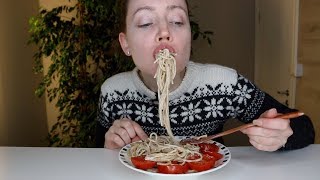 ASMR Whisper Eating amp Slurping Sounds  Spaghetti With Cheese Sauce [upl. by Evadnee]