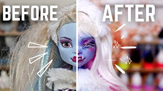 ✨REVAMPING OLD DOLLS✨  ABBEY BOMBINABLE MONSTER HIGH  Doll repaint relaxing  etellan [upl. by Allegna723]