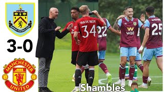 Burnley 30 Man United  Manchester United beaten home Man United Vs Burnley closed doors friendly [upl. by Dnomaid]