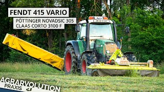 Fendt 415  Pöttinger Novadisc 305  Claas Corto 3100 F • Mowing  Agrarvolution Praxis [upl. by Evanne647]