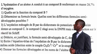 Exercice Type Bac   Chimie Organique  Hydratation dun Alcène en Alcool pour le Bac 2024 en CI [upl. by Muffin]