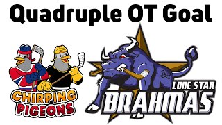 Lone Star Brahmas vs Shreveport Mudbugs Quadruple Overtime Goal NAHL Robertson Cup Playoffs [upl. by Aninad]