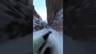 Snowboarding Through a Narrow Mountain Pass and Sliding into a Small Tunnel [upl. by Rofotsirk]