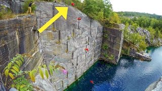 World Record Cliff Jumping 105 Foot Double Backflip [upl. by Alphonso]