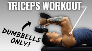 The Best ScienceBased Triceps Workout For Mass DUMBBELL ONLY [upl. by Ahsel364]