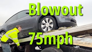 Tesla Tire Blowout at 75mph [upl. by Mond130]