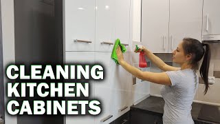 How to Clean Kitchen Cabinets  Quick Removal of Grease and Dirt [upl. by Kerrin]