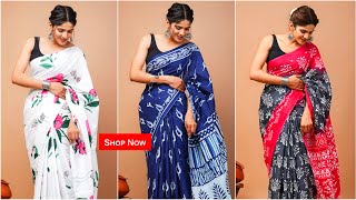 New Collection Cotton Mulmul Saree  Pure Cotton Saree  Soft Cotton Saree shopnow [upl. by Nies2]