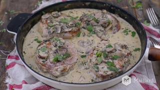 RECETTE MAILLARD  Côtelettes de porc avec sauce crémeuse aux champignons [upl. by Oiratnom]