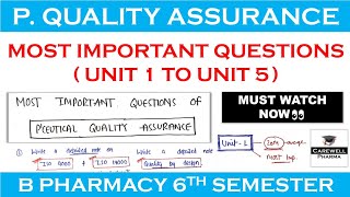 Pharmaceutical Quality Assurance Important Questions  Quality Assurance 6th semester  Carewell P [upl. by Langbehn]