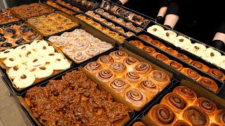 How to make various flavor of Cinnamon roll  Korean Bakery  잠실 빵맛집 카페시나몬 [upl. by Esnahc]