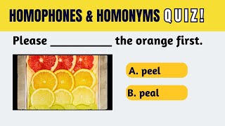 English Quiz  Homophones amp Homonyms Quiz  Can you score 100 [upl. by Rehpretsirhc757]