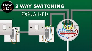 2 WAY SWITCHING EXPLAINED How to wire 2 way switches together Wiring light switch to ceiling rose [upl. by Scandura]