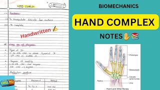 HAND COMPLEX NOTES✋️ BIOMECHANICS Physiotherapy 2nd Yr 💥 [upl. by Bonina]