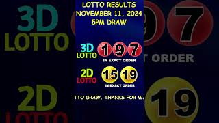 Lotto Result November 11 2024 5pm Draw shorts [upl. by Ainig]