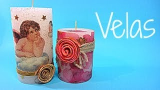 Como decorar velas con papel Candles decorated [upl. by Joung]