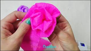 FLORES DE PAPEL CREPÉ FÁCILES  Como hacer flores de papel fáciles [upl. by Cassey375]