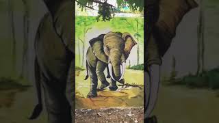 Elephant wall painting  Elephant wall art elephant art shorts viral [upl. by Nola]