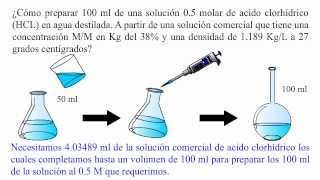 ¿Cómo preparar una solución 05 molar de ácido clorhídrico HCl [upl. by Raffin735]