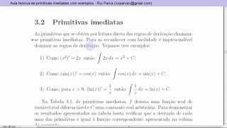 Aula teórica de primitivasantiderivadas imediatas com exemplos [upl. by Giffard876]