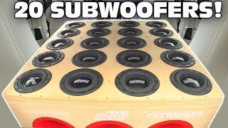 BIGGEST 65quot Subwoofer Setup EVER 20 SUNDOWN Subs w Sound System DEMO amp 2 12quot Ported Subwoofers [upl. by Elamaj]