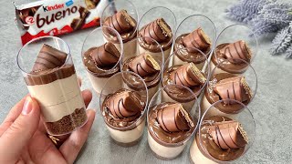 Kinder Bueno Dessert Shots Easy and yummy no bake mini dessert cups [upl. by Amaras]