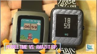 Comparison Amazfit Bip vs Pebble Time Smartwatch 2018 [upl. by Keeton302]