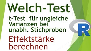 Effektstärke Cohens d für WelchTest in R berechnen  Daten analysieren in R30 [upl. by Siaht]