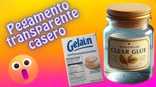 Cómo hacer PEGAMENTO Transparente Casero  Cola transparente con Gelatina 🤯 [upl. by Yessydo]