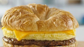 Cumberland Farms Egg Cheese Sausage Croissant Taste Test [upl. by Dlonra925]