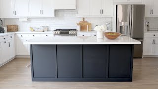 DIY Kitchen Island Upgrade  How to Update a BuilderGrade Kitchen Island With Trim and Paint [upl. by Eelitan554]