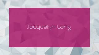 Jacquelyn Lang  appearance [upl. by Yrkcaz]