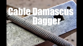 FORGING Damascus From STEEL CABLE Primitive Dagger BootNeck Knife Bladesmithing And Knifemaking [upl. by Calandra479]