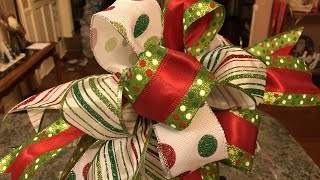 Christmas Funky Bow Tutorial 2018 [upl. by Otreblaug426]