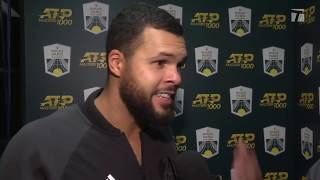 JoWilfred Tsonga 2019 Paris Third Round Win Tennis Channel Interview [upl. by Freeland]