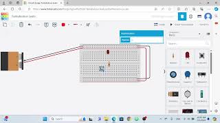 Arduino Simulation Tinkercad simple circuit LED button switch resister battery [upl. by Yremrej421]