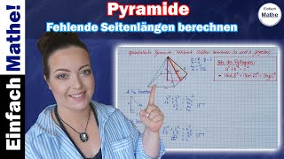 Fehlende Seitenlängen einer quadratischen Pyramide berechnen by einfach mathe [upl. by Eynahpets]