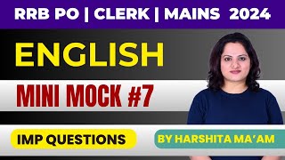 RRB Mains English  RRB PO Clerk Main English online Classes  English Mains Mini Mock 7 [upl. by Horlacher]