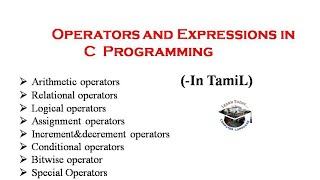 What is Operators and Expressions in C programming In TamiL [upl. by Anitsyrhk845]