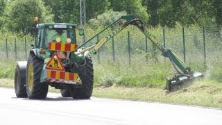 John Deere 7710 amp Massey Ferguson 7480 with spearhead buschcutter [upl. by Arlena319]