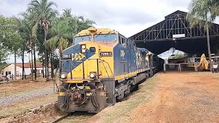 😱😱 Trem da MRS Logística passando pela antiga estação na cidade de Rincão SP sentido a Pradópolis [upl. by Narbig]