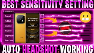 REALME NARZO 70 TURBO FREE FIRE NO RECOIL HEADSHOT SETTINGS⚙️  REALME NARZO 70 TURBO📱 [upl. by Einnok]