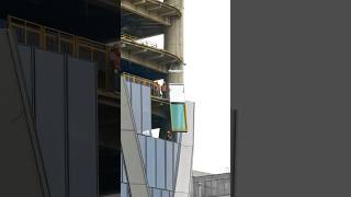 Installing glass curtain walls process [upl. by Abbott]