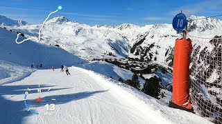 25MPH Skiing BLUE RESERVOIR to bottom of Lanchettes 45 lift GoPro 8 HD POV  Les Arcs  Mar 2023 [upl. by Magnuson826]