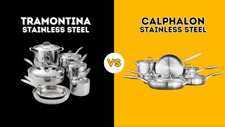 ⭐ TRAMONTINA VS CALPHALON STAINLESS STEEL ⭐  COMPARISON 2024 [upl. by Aihtak]